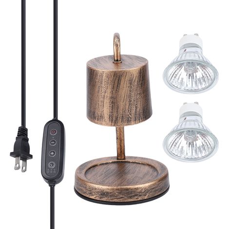 Vintage industriel bougie chauffer lampe avec chronomètre Dimmable cire fondre chauffer avec 2 ampoules base de fer en bronze pour le réchauffement de la maison (1/4)