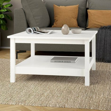 Dmora - Wohnzimmertisch Casato, Niedriger Wohnzimmertisch, Kaffeeregal, Couchtisch für Sofa, 81x81 h45 cm, Weiß (1/5)
