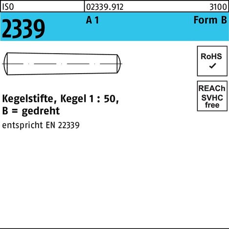 Goupille conique ISO 2339 tournée 5x 55 A 1 Cône 1:50 10 pièces
