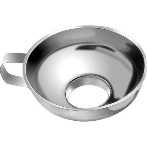 Entonnoir à Confiture à col Large en Acier Inoxydable avec Poignée pour Transfert de Liquide, Ingrédients Secs et Poudre, Argent(L)