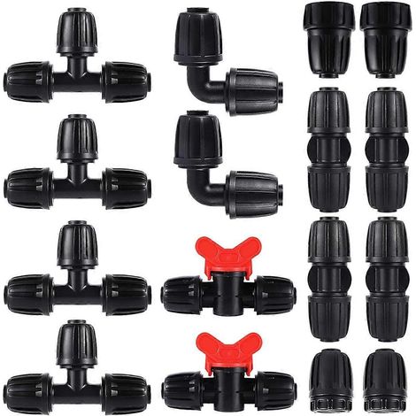 Kit de 16 pièces pour tuyau souple de 4 mm, vanne en T, réducteur en T (1/5)