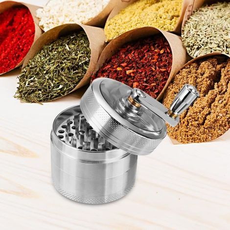 TEMPSA Grinder Moulin à Epicé 55mm Grinder en 4 Pièces Broyeur Moulin à Poivre/épices/Sel/Café/Epices/Herbes de Broyage (1/4)