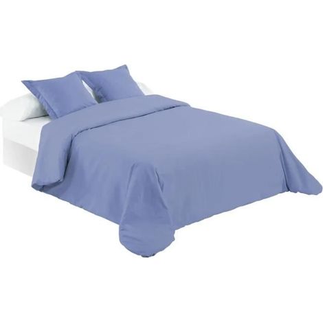 Parure de couette - JUANIO - 260x240 cm - Bleu - Anti-acariens - Polyester-coton 114 g/m2 (1/3)
