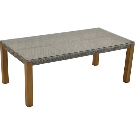 Geflechttisch 200x100cm Alu/Kunststoffgeflecht/Akazie