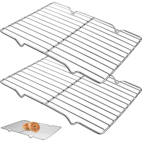 2 Pièces Grille de Refroidissement Pâtisserie 31x20cm Grille Patisserie, Grille Rectangulaire pour Pâtisserie, Rack de Refroidissement de Gâteau, Grille de Cuisson pour Rôtir, Cuisson, Barbecue (1/5)