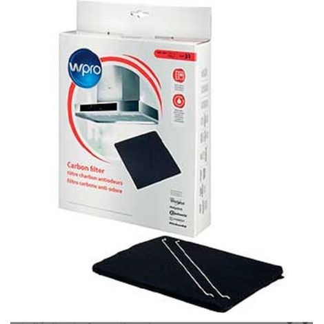 Whirlpool – Filtre à charbon type 31 pour hotte – Dimensions 280 x 245 x 12 mm – Élimine les odeurs et impuretés – Compatible modèles 484000008787, AKR808IX