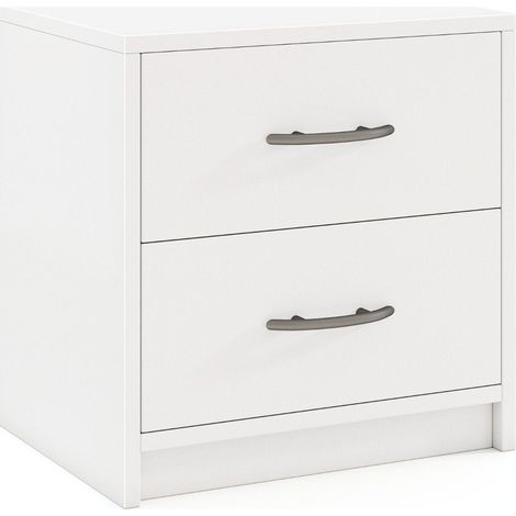 Comodino con 2 cassetti - bianco comodino compatto