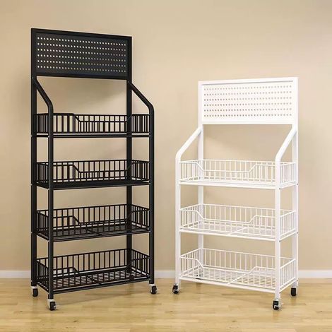 Rayonnage à plusieurs niveaux, étagère de supermarché, présentoir mobile pour supérette, rayonnage pour boissons, aliments et jouets (1/3)