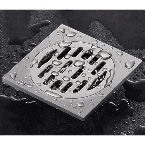 Siphon de sol de douche en acier inoxydable carré amovible rotatif-Siphon de sol de machine à laver en argent avec couvercle à motif (1/5)