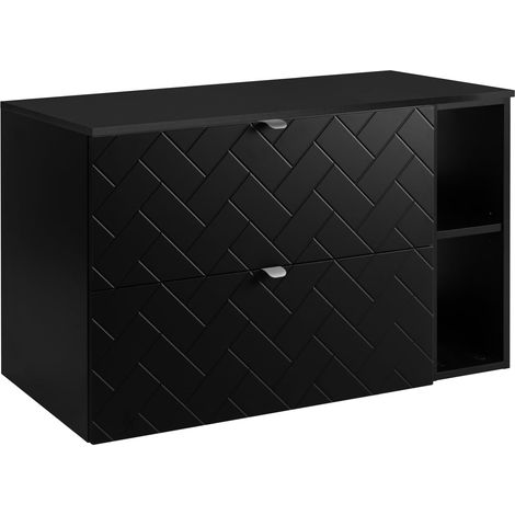 Mobile da bagno, Nero Opaco, 100 x 57 x 46 cm, Maniglie Argento (1/5)