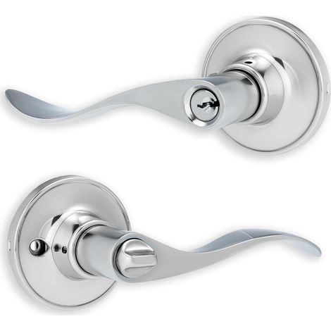 1 Kit Poignée De Porte Intérieure Avec Serrure Tubulaire Et 3 Clés En Alliage De Zinc Pour Bois 35-50mm