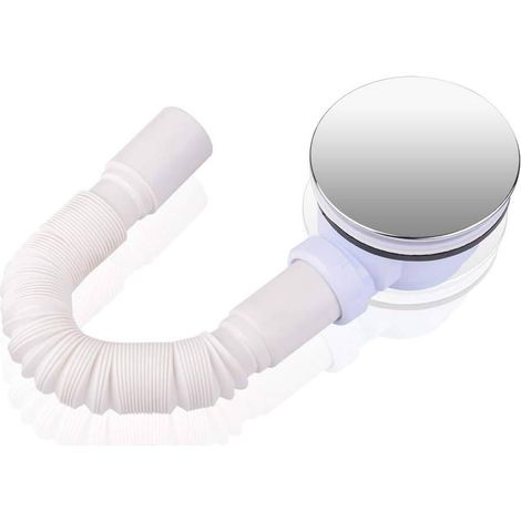 90-mm-Duschablauf für Duschwanne, Siphon mit Geruchsbekämpfungssystem, Haarsieb, flexibler Schlauch, Chromabdeckung