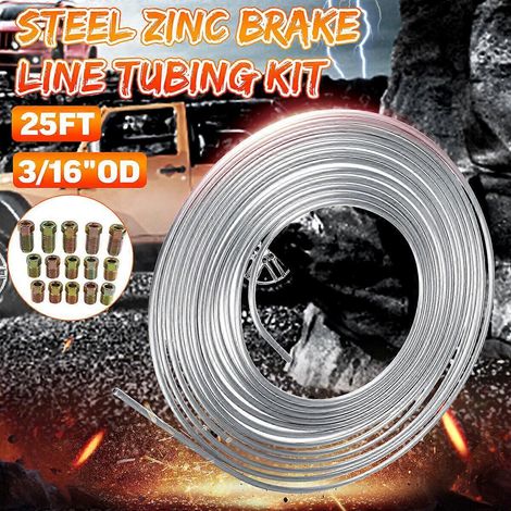 Kit de tuyau de frein chromé en acier zingué de 7,62 m (25 pi) et de 4,76 mm (3/16 po) de diamètre extérieur + 15 raccords à écrou (1/5)