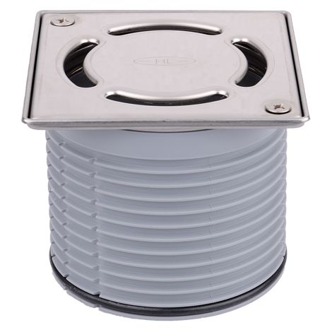 Gitterhalter Ø 110mm, Edelstahlrahmen (A2) 121x121mm / Edelstahlgitter (A2) 115x115mm schraubbar, quadratischer Schutz für Baust