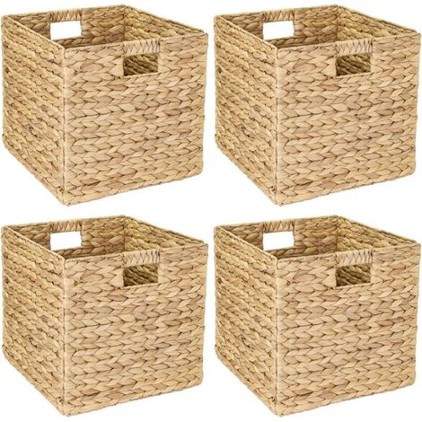 Cesti portaoggetti, scatole portaoggetti intrecciate in giacinto d'acqua e alghe marine, set da 4, 32 x 34,5 x 32 cm (1/4)