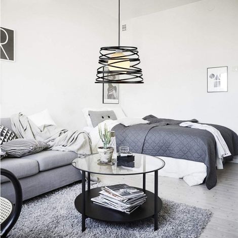 Lampadario a Sospensione Moderno con Paralume fasce in Metallo Ferro Intrecciate (1/4)