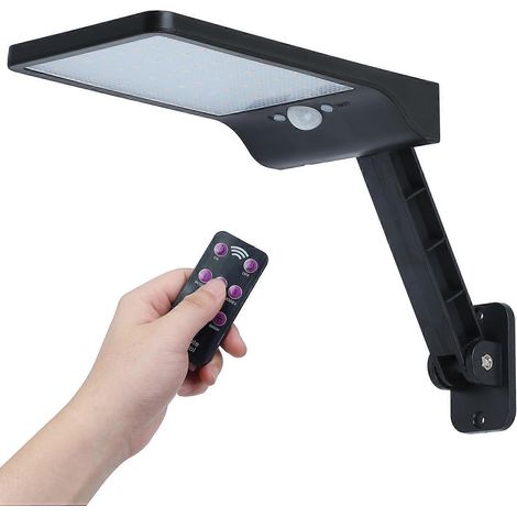 Lampe solaire extérieure étanche IP65 avec télécommande, éclairage de sécurité solaire à 56 LED, détecteur de mouvement infrarouge (1 pièce)