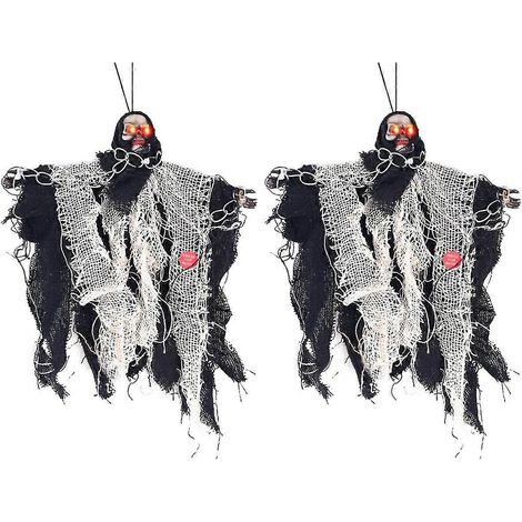 Halloween Squelette Noir Volant Suspendu Faucheuse Suspendue Fantôme Suspendu Effrayant Décoration Halloween Noir 2 Pièces yu (1/5)