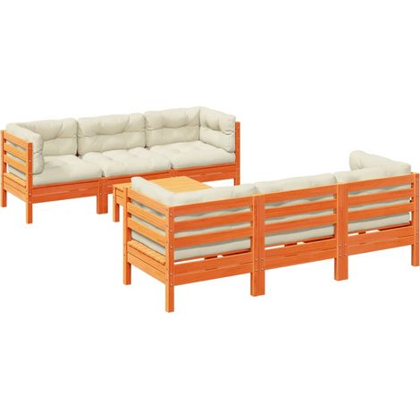 Maison Exclusive - Set de sofás jardín 7 pzas con cojines madera (1/5)