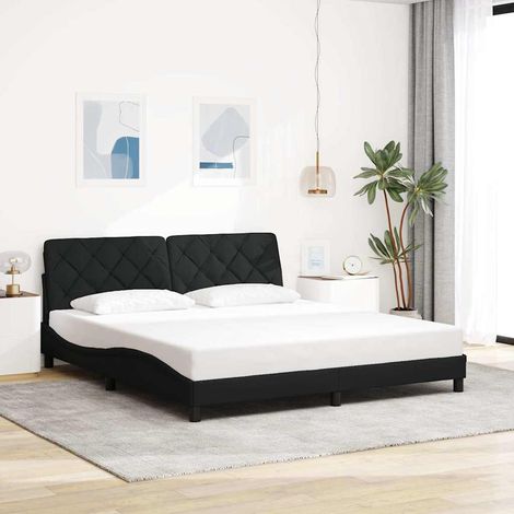 Cadre de lit sans matelas-Structure de lit noir 180x200 cm tissu (1/5)