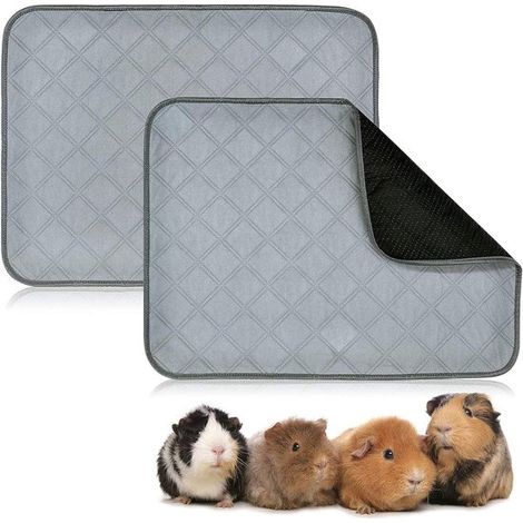 Almohadillas absorbentes lavables para cobayas,2 unidades (60x45 cm),Forro polar gris claro,Súper absorbentes e impermeables (1/5)