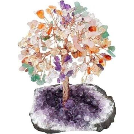 Décoration Fengshui Arbre de Vie 7 Chakra Cristaux Naturels avec Base Améthyste Réiki - Ornement Table Méditation (1/4)