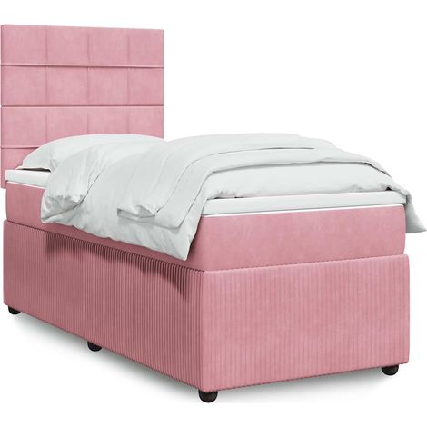 Boxspringbett mit Matratze Rosa 100x200 cm Samt