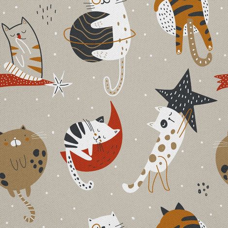Tela decorativa Oxford para exteriores - Motivo de gato con estrellas I DR111 (1/5)