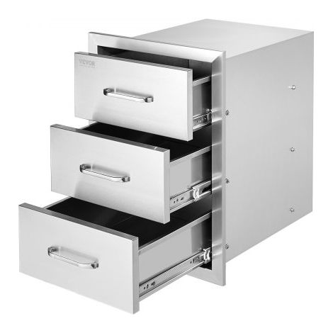 Cassetto da incasso in acciaio inox a 3 livelli 40 x 45 x 55 cm (1/5)