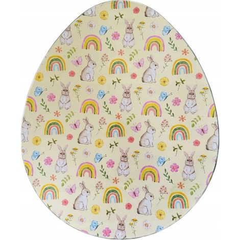Großer Teller, Eierkarton, Platte, eiförmig, Regenbogenhasen, Hase