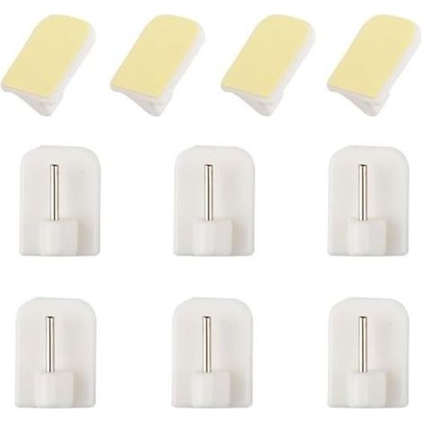 10Pcs Crochets Autocollants pour Barres de Rideaux Nettes Blanc Crochets Adhésifs Rideaux Crochet Fenêtre Adhésif pour enêtre Salle de Bain Cuisine Tringles à Rideaux (10PCS) (1/5)