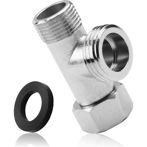 Connecteur en T 3 Voies, Robinet WC 3 Voies Vanne D'inversion WC en Cuivre 3/8" avec Dents Latérales 1/2" Vanne, Dents Droites pour Réservoir de Chasse D'eau (1 Pièce) (1/5)