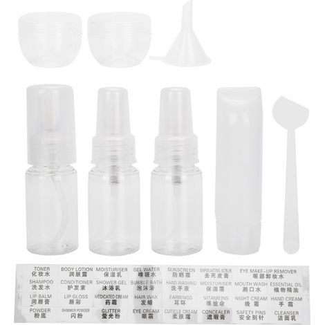 9 bouteilles vaporisatrices vides en plastique pour voyages, cosmétiques et lotions (1/5)