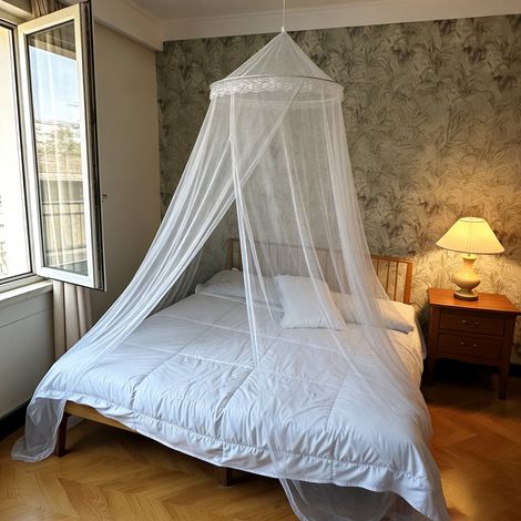 Moustiquaire à suspendre, baldaquin anti-moustiques, utilisable à des fins décoratives ou en voyage, adapté à un lit de 1,5 mètre (6x2.5x8.5m) (1/5)