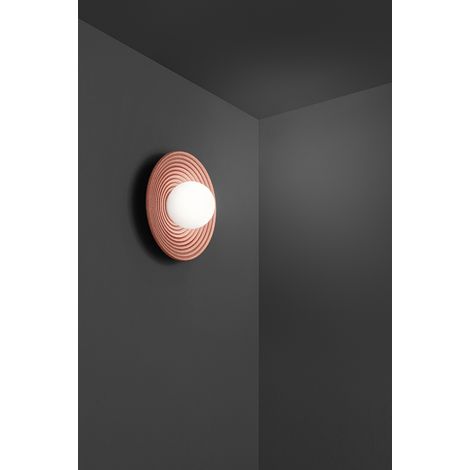 Applique en Métal et Ciment Terre Cuite - Lampe Murale avec Diffuseur en Verre Soufflé - Collection 10S48416 E - Diamètre 28,5 cm - Parenz