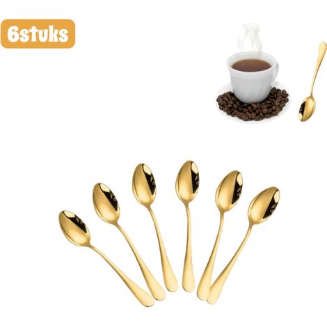Lot de 6 mini cuillères à café et à dessert en acier inoxydable pour thé café dessert et cuisine couleur dorée (1/5)