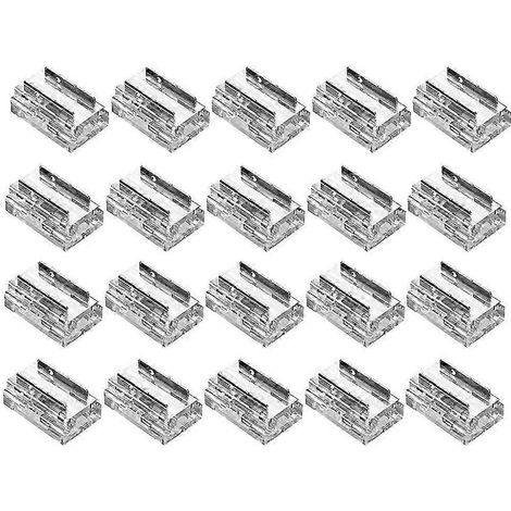 Lot de 20 connecteurs pour rubans LED COB/SMD 2835/3528 à 2 broches de 8 mm (droits, angles, connecteurs ruban-à-S QAQ) (1/5)