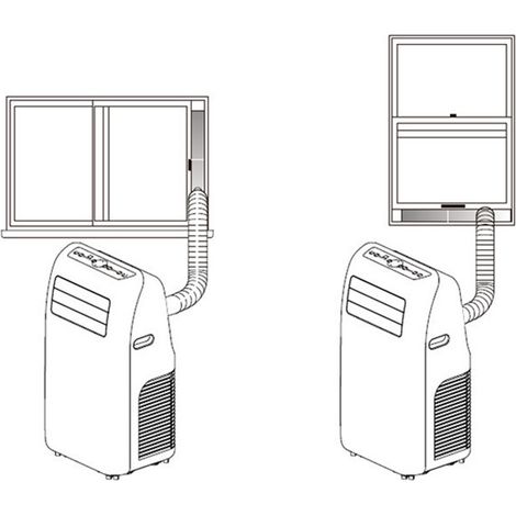 Accessoires pour climatiseur portable : longueur étendue 43 cm à 140 cm, largeur 10 cm, interface de buse plate, joint de fenêtre télescopique, déflecteur de vent (1/5)
