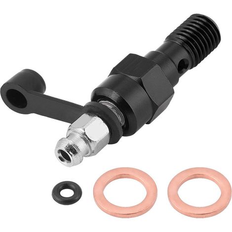 Vis de purge de boulon de , 1.0mm vis de purge d'étrier de maître-cylindre de frein de moto boulon Banjo + capuchon anti-poussière (1 pc), le noir (1/5)