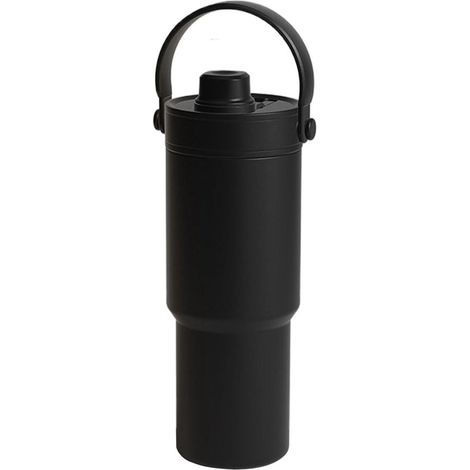 Botella de acero inoxidable para beber - Termo con pajita - Hidratación portátil - Revestimiento cerámico - 700 ml - Negro (1/5)
