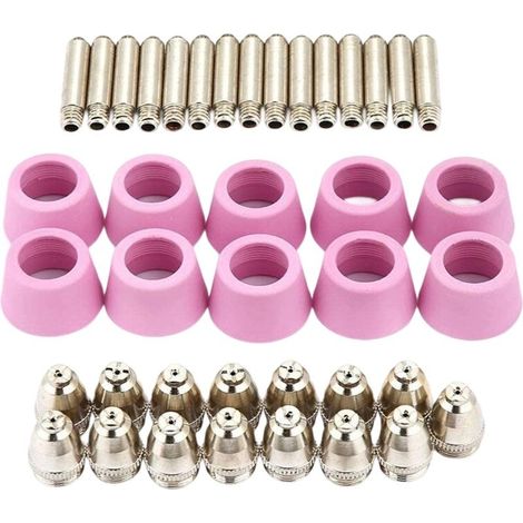 40pc/Set AG60 SG55 Plasma Cutter Coupe Torche Electrode Buses Tasses Kit Plasma Cutter Accessoires Acier Mill Plasma Cutter Accessoires, pour SG55, AG-60 Torche, CUT60, LGK60, P-60 (1/5)