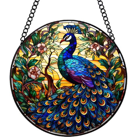 Ornement vitrail suspendu 20 cm – Attrape-soleil décoratif pour fenêtre, mur ou porte, idée cadeau Noël et anniversaire (1/4)