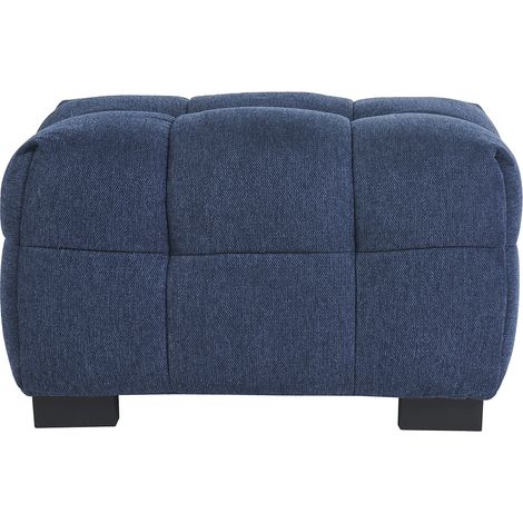 Design-Fußhocker aus dunkelblauem strukturiertem Samteffektstoff CORTO (1/5)