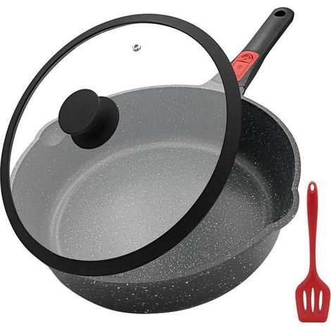 Poêle antiadhésive 28 cm avec couvercle, manche amovible, tous feux dont induction (1/5)