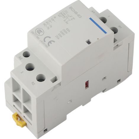 Contacteur AC domestique 2P 63A, montage sur rail DIN, 1 contact NO + 1 NC (24V) (1/5)