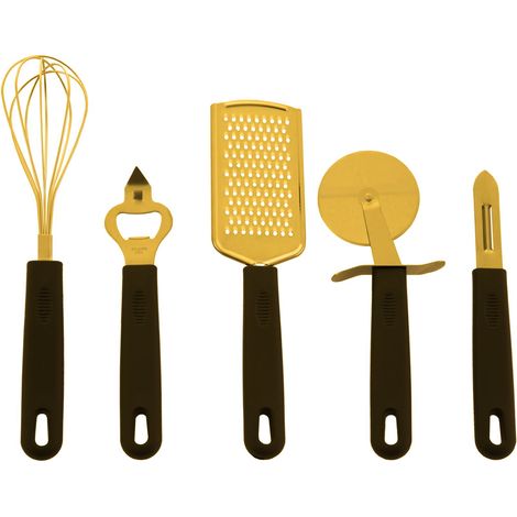 Premier Housewares Five Piece Light Gold Kitchen Gadget Set (1/5)