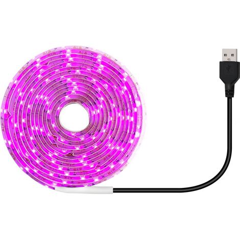 Lampe LED de croissance pour plantes d'intérieur, bande flexible 5V avec 180 LED, auto-adhésive, durée 10000h, coupable, violet (1/5)