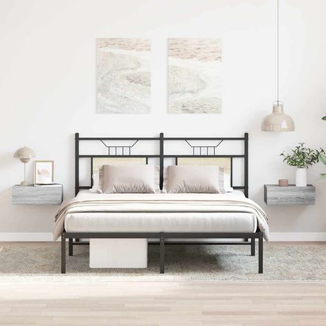 Tables de chevet flottantes 2 pcs-Lot de 2 Table de nuit murale Sonoma gris 40x30x15 cm 260469 (1/5)