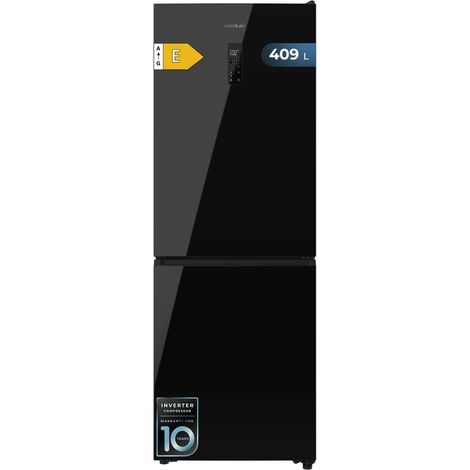 Frigorífico combi cristal negro, max inside con vip tech, cool matrix, cajón variable 6 temperaturas con control de humedad, total no frost, compresor inverter plus, multi airflow, 409 l, 185x59.