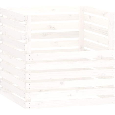 Composteur Blanc 80x80x78 cm Bois massif de pin CFW126748 (1/5)